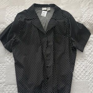 Erika Black Blouse with White Polka Dots